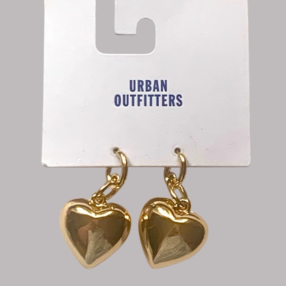 Urban Outfitters Jewelry - Urban Outfitters Shiny Gold Heart Earrings Valentine